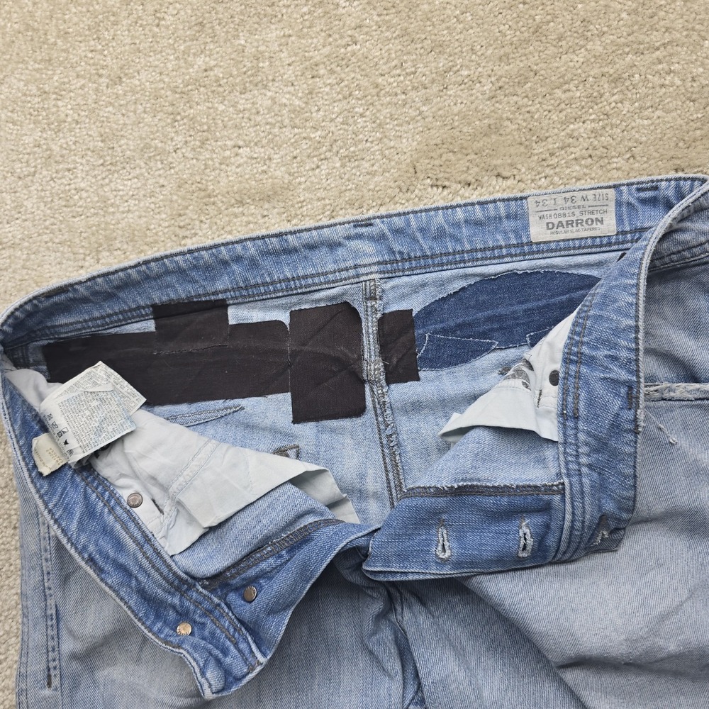 Vintage Mens Diesel DARRON 0826A Slim Tapered Blue Jeans W34 L34 - Picture 11 of 16